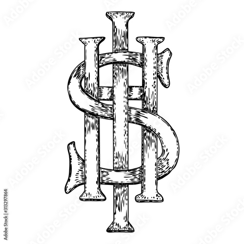 IHS Ancient medieval Christogram. Christian monogram of Jesus Christ, The Savior. Vector. photo