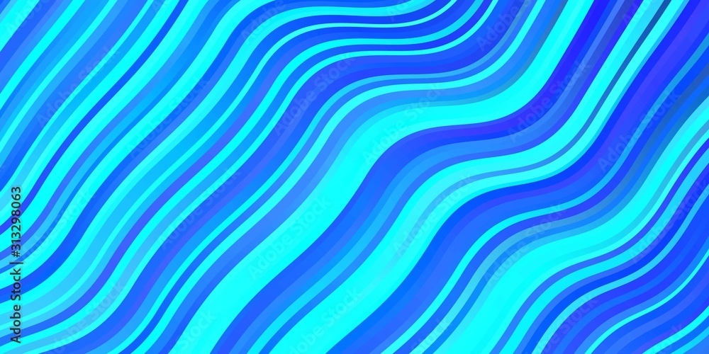 Light BLUE vector backdrop with curves. Abstract gradient illustration with wry lines. Pattern for busines booklets, leaflets