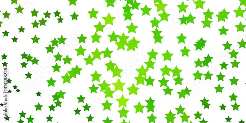 Light Green, Yellow vector background with small and big stars. Blur decorative design in simple style with stars. Pattern for wrapping gifts.