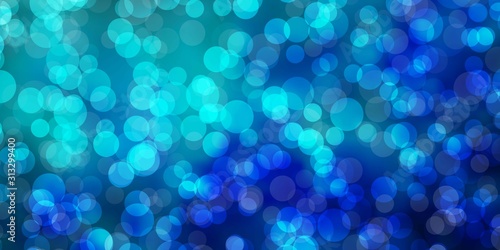 Light BLUE vector pattern with spheres. Abstract illustration with colorful spots in nature style. Design for your commercials.