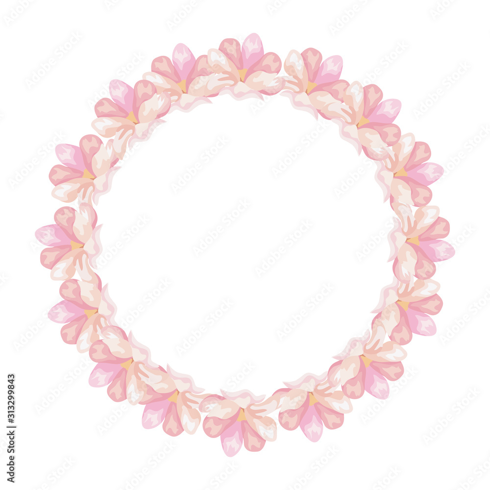 frame circular of cute flowers isolated icon vector illustration design