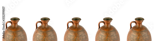 Vászonkép Сlay amphora Isolated on white background