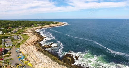 Flying over Pigeon Cove harbor in Rockport, Cape Ann, Massachusetts, USA. (part3) photo