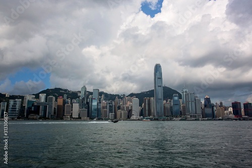 Hong Kong, China / Asia - 07 july 2018: Beautiful Hong Kong harbor skyline