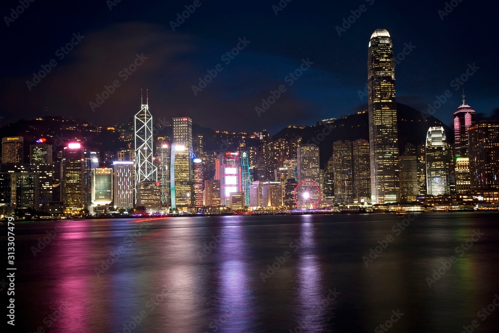 Fototapeta premium Hong Kong, China / Asia - 07 july 2018: Beautiful Hong Kong at Night