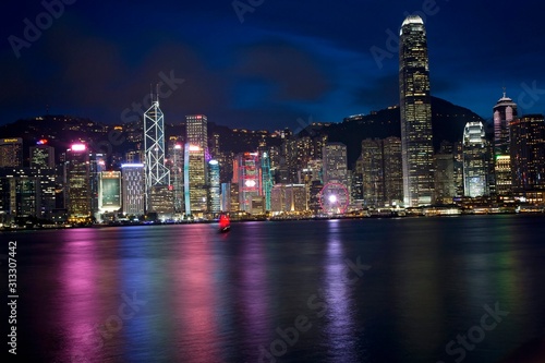 Canvas Print Hong Kong, China / Asia - 07 july 2018: Beautiful Hong Kong at Night