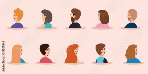 group of young people avatar characters vector illustration design