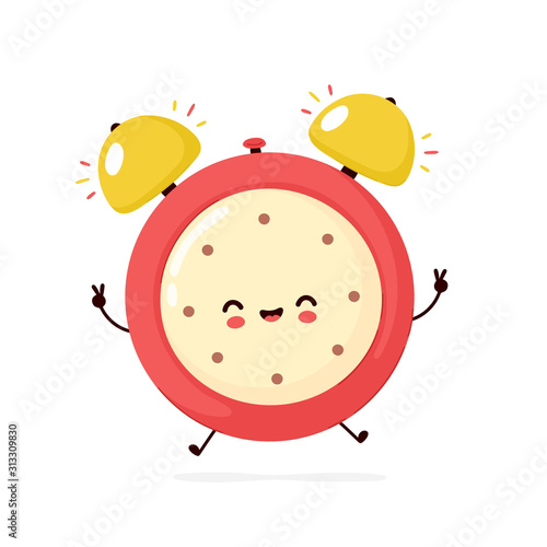 Cute smiling happy alarm time clock