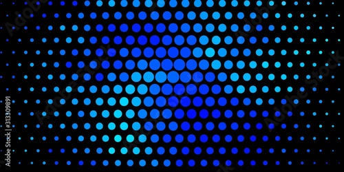 Dark BLUE vector texture with disks. Colorful illustration with gradient dots in nature style. Pattern for business ads.