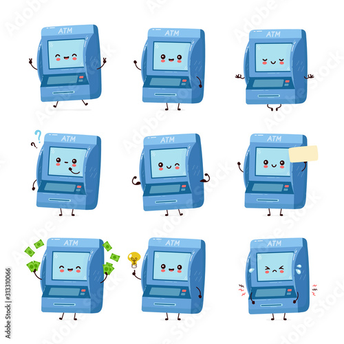 Cute smiling happy ATM set collection