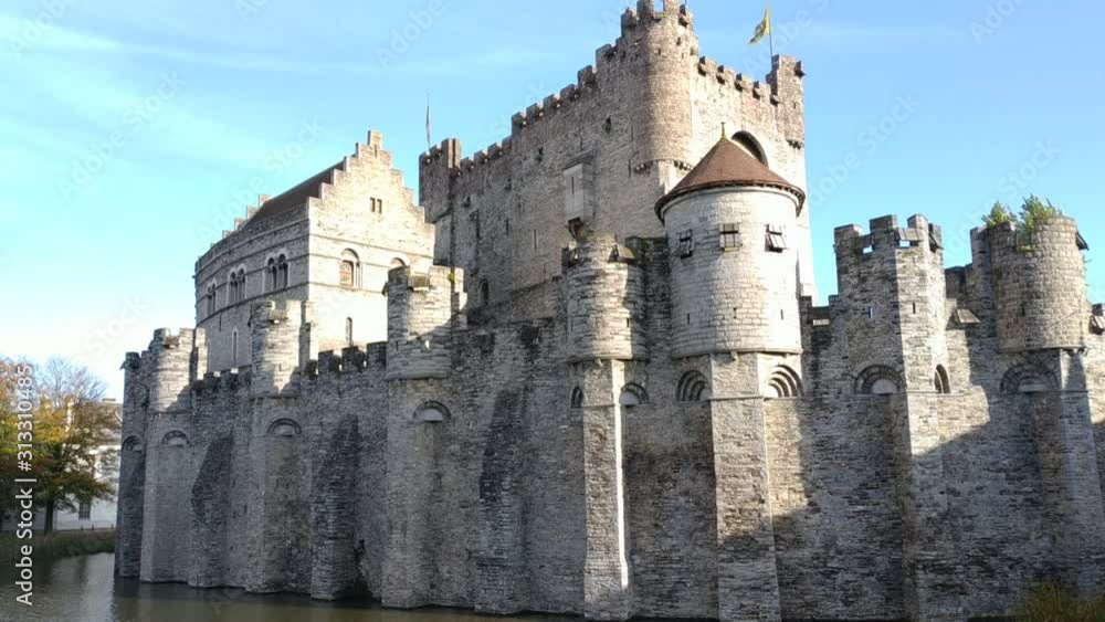 Ghent, Belgium casual view on the buildings streets and roads with tourists walking around