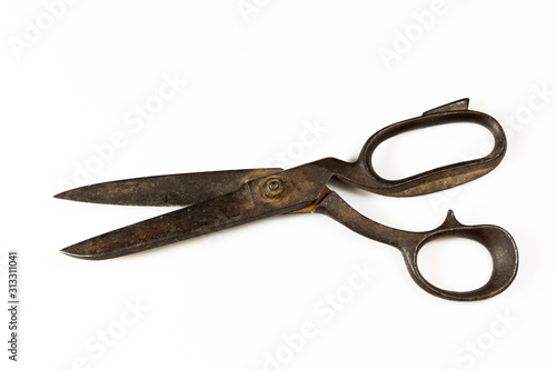 Old-fashioned rusty scissors
