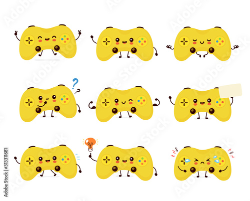 Cute smiling happy game joystick set 