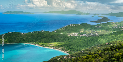 Panoramic landscape view of Magens Bay Beach, St Thomas, Caribbean. photo