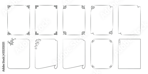 Set of frames from lines. For postcards and pages of sites. Vector illustration.