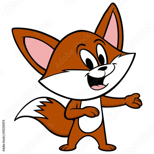 Fox Mascot - A cartoon illustration of a cute Fox mascot pointing.