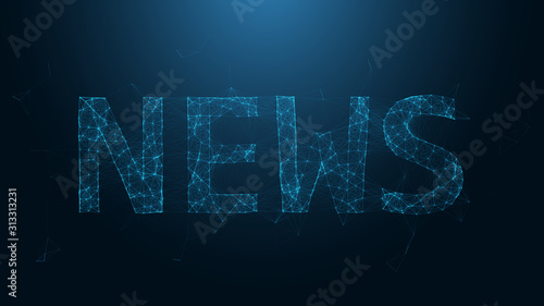 NEWS blue futuristic low poly vector typography banner