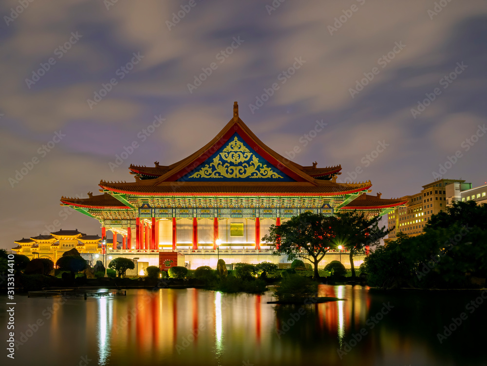 Night view of the  National Chiang Kai-shek Memorial Hall