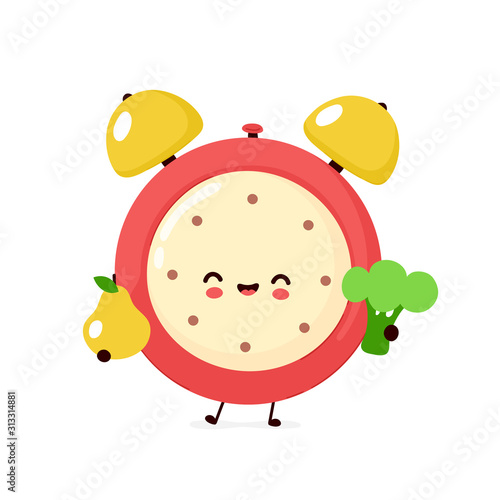 Cute smiling happy alarm time clock 