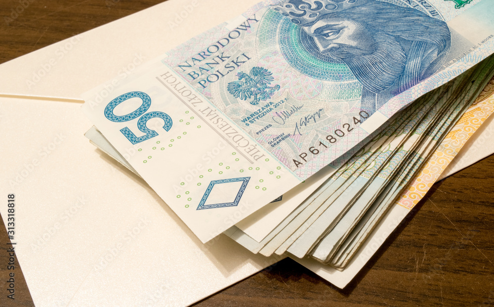 Duża ilość pieniędzy. Polskie banknoty - obrazy, fototapety, plakaty 