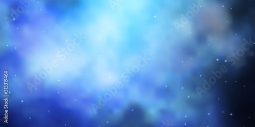 Dark BLUE vector template with neon stars. Blur decorative design in simple style with stars. Pattern for wrapping gifts.