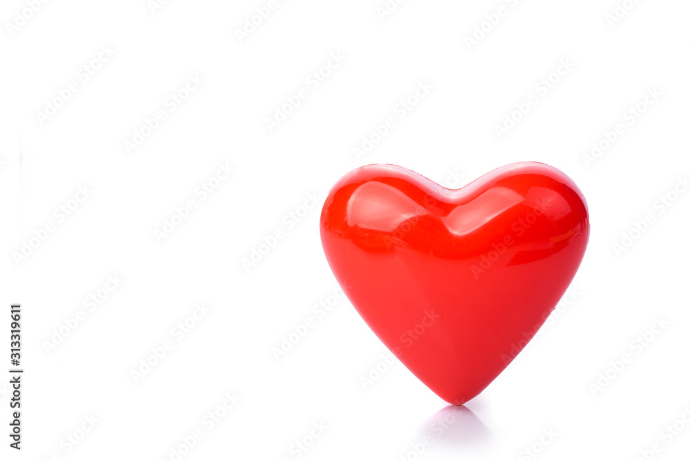 Red heart shape on white background Red heart shape on white background