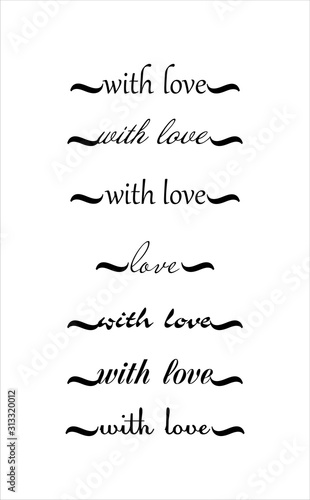 With love decorative curl inscription