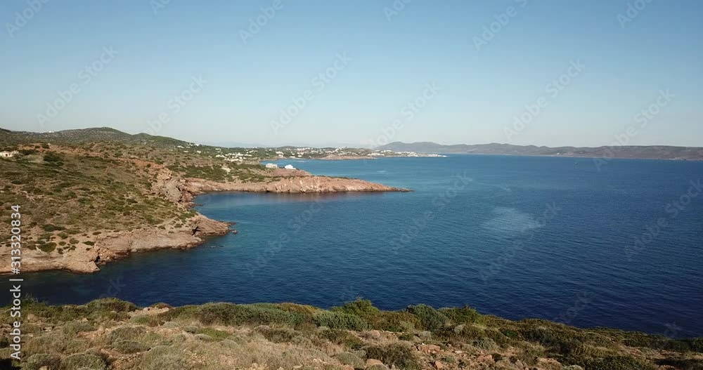 Aerial drone top view of crystal clear blue sea beach. Sunny weather. Aerial drone top view of crystal clear blue sea beach. Sunny weather.