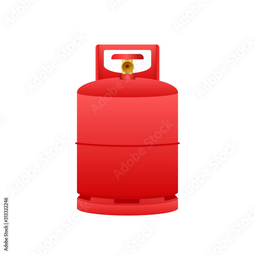 Gas cylinder tank. Lpg propane bottle icon container. Oxygen gas. Vector stock illustration.