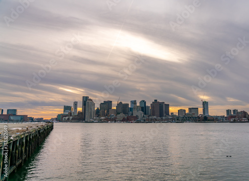 View of Boston Downtown Building From Across the Bay Next to the East Pier © porqueno