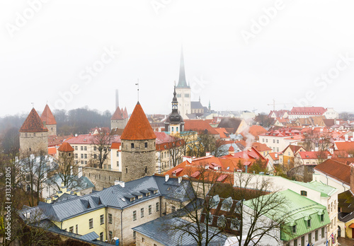 Old town of Tallinn in a mist