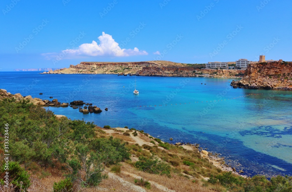 Beautiful Għajn Tuffieħa Bay at Malta