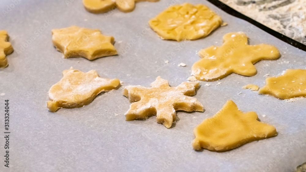 Close Up View of Uncooked Sugar Cookie With Flour On Top