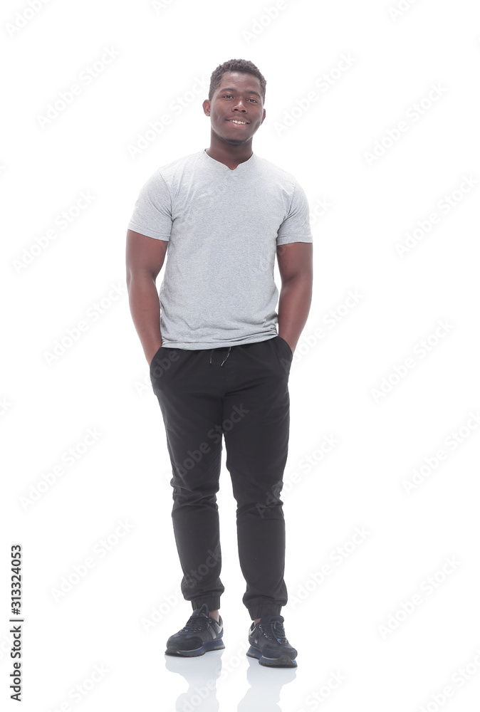 smiling guy in a white t-shirt. isolated on white smiling guy in a white t-shirt. isolated on white