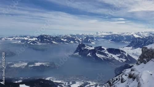 Lucerne, Switzerland - April, 2019 - Aerial shot of Lake Lucerne (Luzern). photo