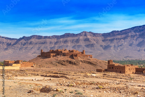 The ruins of an ancient city on a background of mountains, Ouarzazate, Morocco. © ggfoto
