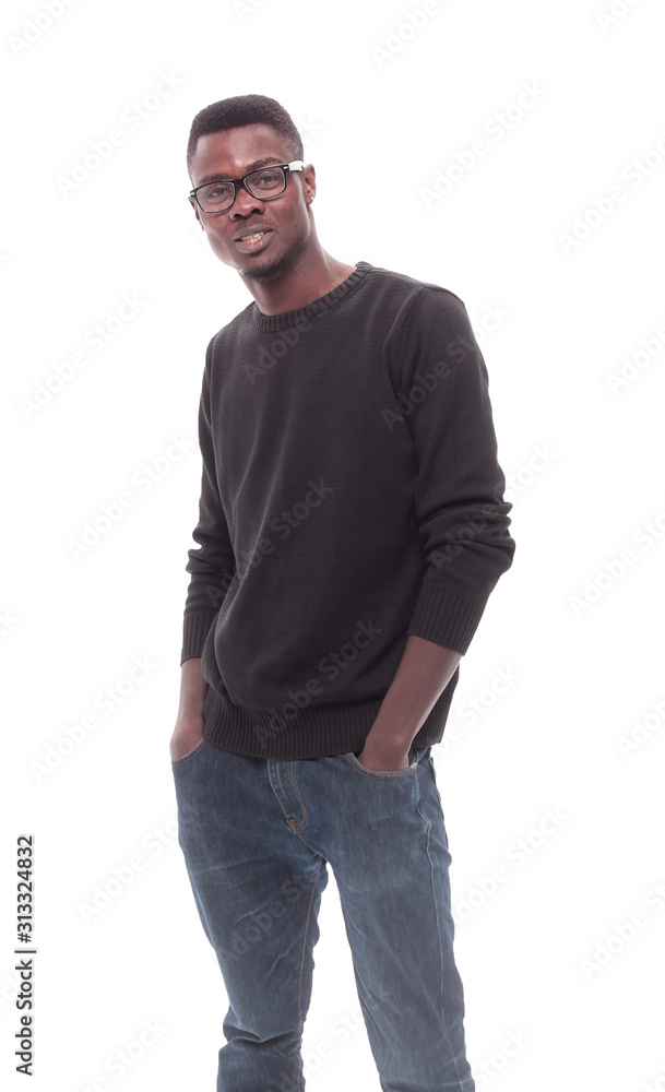 Fototapeta premium happy guy in fashionable autumn clothes. isolated on white