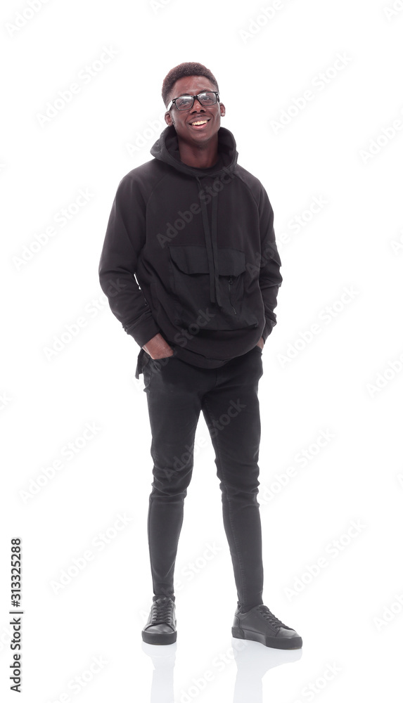 smiling guy with glasses looks at you . isolated on white smiling guy with glasses looks at you . isolated on white