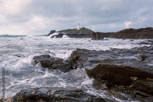 godrevy cornwall england uk on a stormy day 