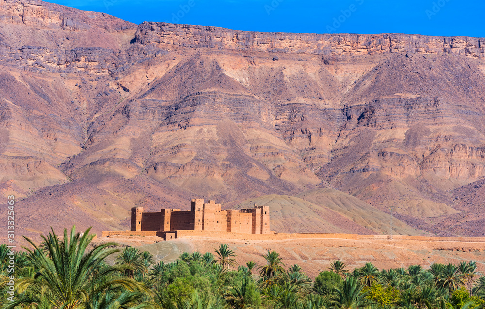 Timiderte Kasbah, Draa Valley, Morocco. - obrazy, fototapety, plakaty 
