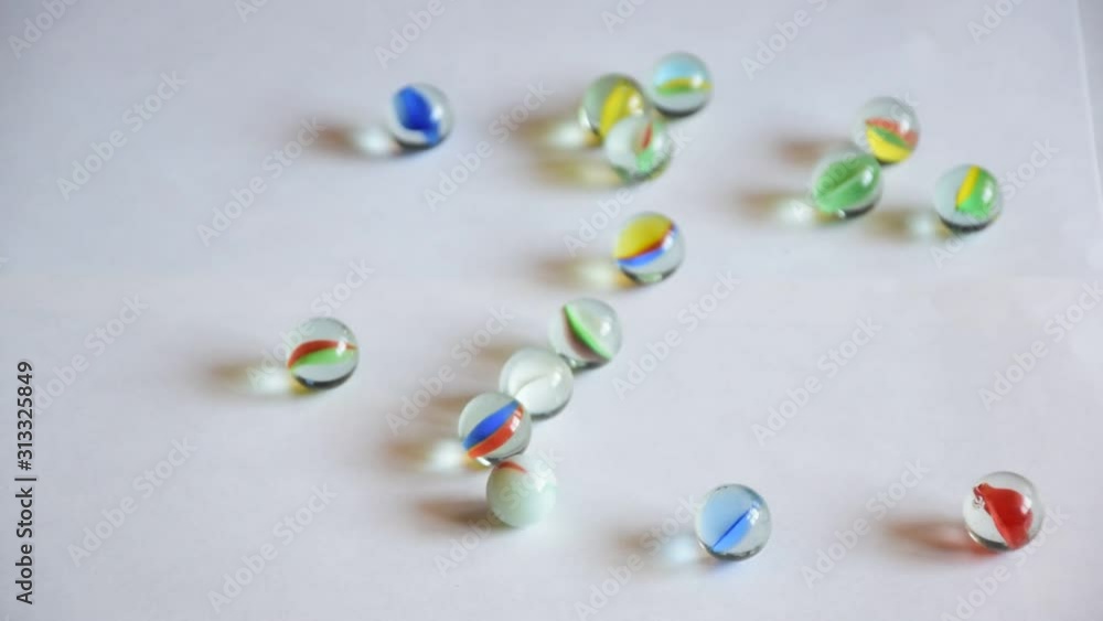 Colorful glass balls and white background