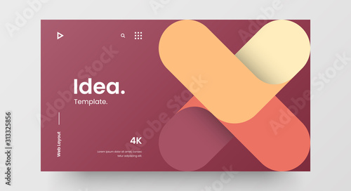 Creative horizontal website screen part for responsive web design project development. Abstract geometric pattern banner layout mock up. Corporate landing page block vector illustration template.