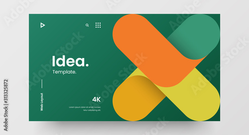Creative horizontal website screen part for responsive web design project development. Abstract geometric pattern banner layout mock up. Corporate landing page block vector illustration template.