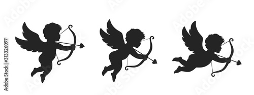 cupid icon set. love and valentine's day symbol. Cupid shooting arrow photo