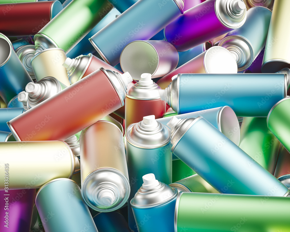 Lightly Colored Metal Spray Cans in a Messy Pile Stock Illustration