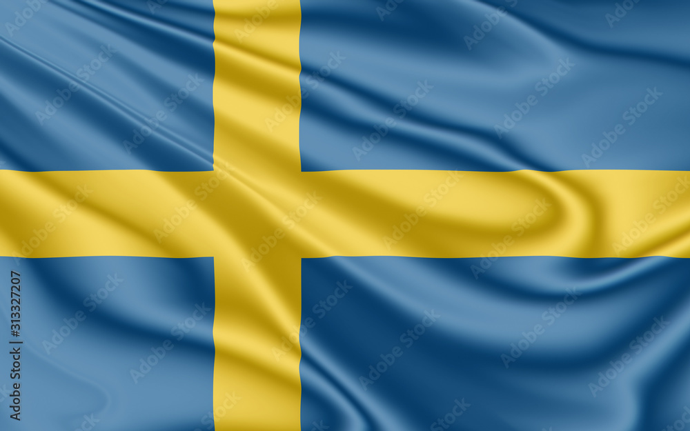 Flag of Norway fluttering in the wind in 3D illustration Flag of Norway fluttering in the wind in 3D illustration