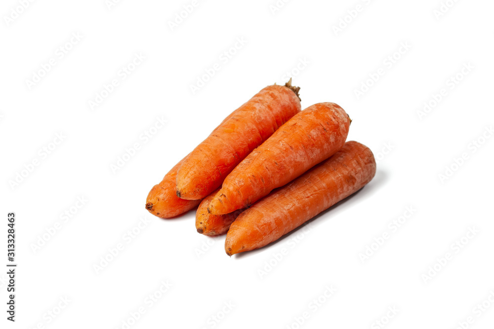 boiled carrots on the white background boiled carrots on the white background