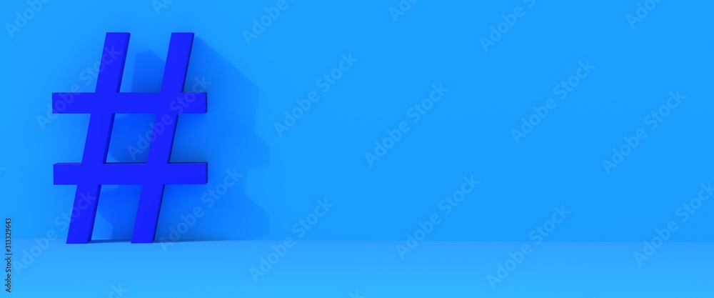 Obraz premium Hashtag blue background
