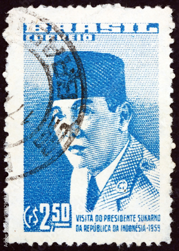 Postage stamp Brazil 1959 President Sukarno of Indonesia