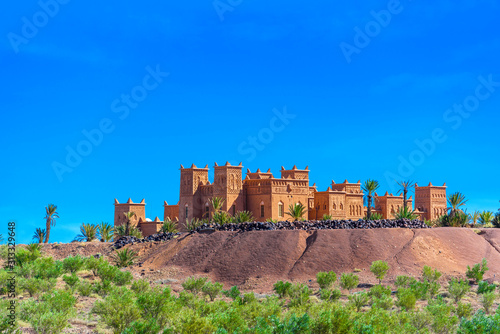 View of the fortified city of Ait-Ben-Haddou, Morocco. Copy space for text. photo